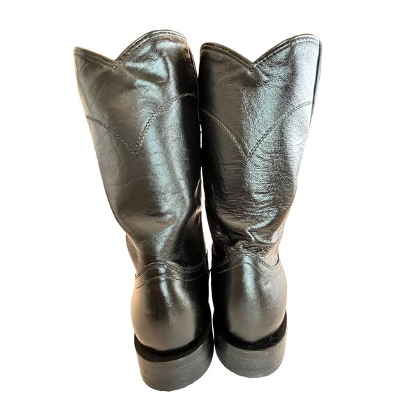 Cowtown Mens women’s Roper Black Leather Western Boots 6B Hand Made - Picture 6 of 10